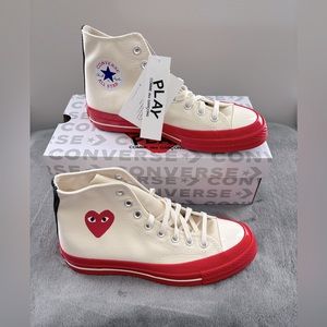 Converse x Comme des Garçons cream high top with red sole